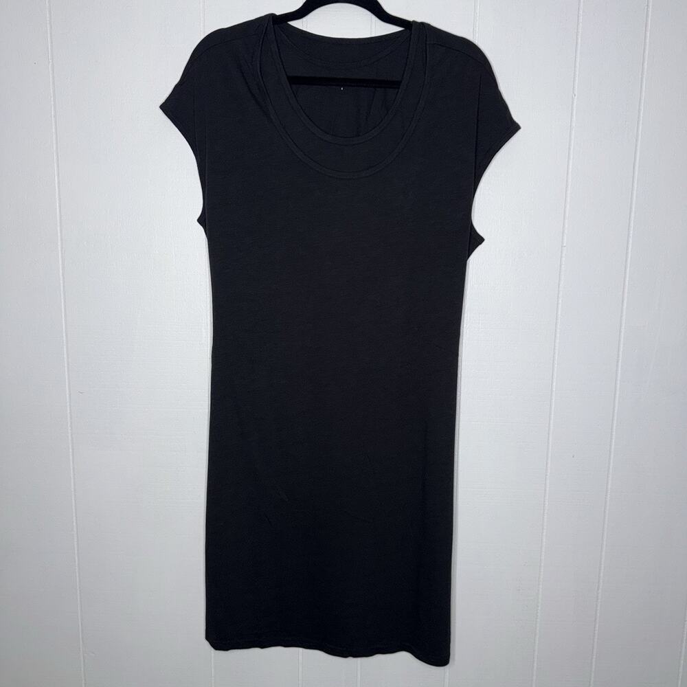 Garnet Hill Women’s Black Shift Dress Cotton Built In Tank Tie Back Size Small